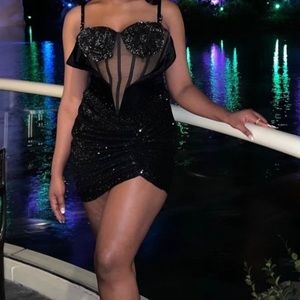 Custom Black Sequin/ beaded dress.